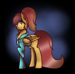 Size: 750x738 | Tagged: safe, artist:aonairfaol, imported from derpibooru, oc, oc only, pegasus, pony, abstract background, clothes, female, hoodie, mare, pegasus oc, solo, wings