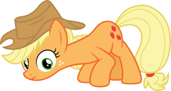 Size: 5635x3000 | Tagged: safe, artist:cloudy glow, artist:cloudyglow, imported from derpibooru, applejack, earth pony, pony, hearthbreakers, season 5, .ai available, absurd resolution, applejack's hat, cowboy hat, face down ass up, female, freckles, frown, green eyes, hat, high res, looking down, mare, simple background, solo, transparent background, vector