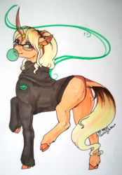 Size: 1920x2758 | Tagged: safe, artist:oneiria-fylakas, imported from derpibooru, oc, oc only, oc:lily, pony, unicorn, clothes, female, magic, mare, solo, sweater, traditional art