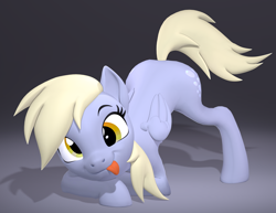 Size: 2792x2160 | Tagged: safe, artist:owlpirate, imported from derpibooru, derpy hooves, pegasus, pony, 3d, cute, derpabetes, face down ass up, high res, jack-o challenge, jacko challenge, looking at you, meme, solo, source filmmaker, tongue out