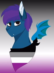 Size: 3044x4063 | Tagged: safe, artist:inisealga, imported from derpibooru, oc, oc only, oc:stardust, bat pony, asexual, asexual pride flag, bandana, bat pony oc, bat wings, bust, male, pride, pride flag, pride month, stallion, wings