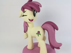 Size: 2048x1536 | Tagged: safe, artist:shine lawn, artist:sparkle40559933, imported from derpibooru, roseluck, earth pony, craft, custom, figurine, irl, one ear down, one eye closed, open mouth, photo, smiling, toy, wink