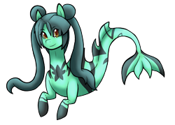 Size: 1008x722 | Tagged: safe, artist:eternity9, imported from derpibooru, oc, oc only, merpony, seapony (g4), dorsal fin, female, fish tail, flowing tail, green mane, looking at you, simple background, smiling, smiling at you, solo, tail, transparent background, yellow eyes