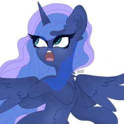 Size: 2048x2048 | Tagged: safe, artist:lynnpone, imported from derpibooru, princess luna, alicorn, pony, friendship is magic, chest fluff, female, fluffy, gasp, heart eyes, high res, horn, simple background, solo, transparent background, wingding eyes, wings