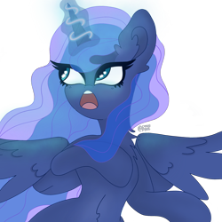 Size: 2048x2048 | Tagged: safe, artist:lynnpone, imported from derpibooru, princess luna, alicorn, pony, friendship is magic, chest fluff, female, fluffy, gasp, heart eyes, high res, horn, simple background, solo, transparent background, wingding eyes, wings