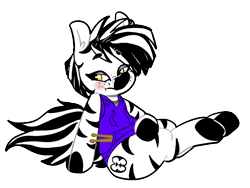 Size: 960x720 | Tagged: safe, artist:krispykakes, imported from derpibooru, oc, oc only, oc:pixel, pony, zebra, blushing, clothes, commission, drumsticks, female, freckles, hoodie, lidded eyes, mare, simple background, sitting, solo, transparent background, zebra oc