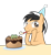 Size: 2780x3000 | Tagged: safe, artist:strategypony, imported from derpibooru, oc, oc only, oc:lancer, earth pony, pony, birthday, birthday cake, cake, food, glasses, hat, high res, male, party hat, party whistle, plate, simple background, solo, stallion, table, transparent background, two toned mane