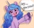 Size: 650x550 | Tagged: safe, artist:xi wen, artist:是兮雯鸭, imported from derpibooru, izzy moonbow, pony, unicorn, blushing, bracelet, cheek fluff, chest fluff, cute, ear fluff, female, g5, izzybetes, jewelry, mare, solo, unshorn fetlocks, waving