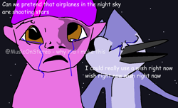 Size: 1095x665 | Tagged: safe, artist:musiconstereo, imported from derpibooru, twilight sparkle, 1000 hours in ms paint, crossover, crossover shipping, crying, female, male, mordecai, mordetwi, ms paint, parody, regular show, shipping, straight
