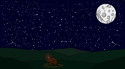 Size: 1280x709 | Tagged: safe, artist:sunlightsunshine, imported from derpibooru, fluffy pony, fluffy, grass, magic, moon, night, stars