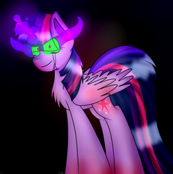 Size: 1925x1930 | Tagged: safe, artist:cosmiickatie, imported from derpibooru, twilight sparkle, alicorn, pony, black background, corrupted twilight sparkle, crying, dark magic, evil twilight, female, g4, glowing eyes, glowing horn, horn, magic, mare, simple background, solo, sombra eyes, tears of pain, tears of pleasure, twilight sparkle (alicorn)