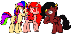 Size: 669x326 | Tagged: safe, artist:shafiqhafizi70, imported from derpibooru, izzy moonbow, pipp petals, sunny starscout, oc, earth pony, pony, unicorn, 1000 hours in ms paint, female, g5, heterochromia, mare, movie reference, netflix, picture