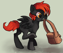 Size: 611x514 | Tagged: safe, artist:dashleigh, imported from derpibooru, oc, oc only, pegasus, pony, bag, pegasus oc, solo, wings