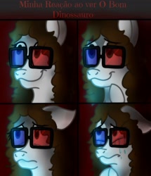 Size: 1760x2048 | Tagged: safe, artist:millefaller, imported from derpibooru, oc, oc only, earth pony, pony, 3d glasses, bust, crying, earth pony oc, floppy ears, frown, smiling