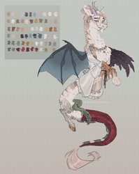 Size: 1630x2048 | Tagged: safe, artist:frisitea_cakes, artist:sannateacupss, imported from derpibooru, oc, oc only, draconequus, hybrid, abstract background, bat wings, clothes, color palette, color pallette, glasses, hybrid offspring, interspecies offspring, new generation, offspring, parent:discord, parent:fluttershy, parents:discoshy, solo, wings