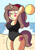 Size: 2550x3640 | Tagged: safe, artist:sparkfler85, derpibooru exclusive, imported from derpibooru, oc, oc only, oc:hymyt, anthro, unicorn, arm behind head, beach, big breasts, blushing, breasts, clothes, female, headband, high res, legs together, mare, ocean, one-piece swimsuit, sand, sexy, solo, sun, swimsuit, water