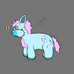 Size: 720x720 | Tagged: safe, artist:toondamien, imported from derpibooru, oc, oc only, fluffy pony, unicorn, fluffy pony original art, gray background, horn, side view, simple background, unicorn oc