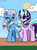 Size: 2480x3366 | Tagged: safe, artist:kittyrosie, imported from derpibooru, starlight glimmer, trixie, pony, unicorn, blushing, cute, diatrixes, duo, eyes closed, food, glimmerbetes, hangover, high res, ice cream, ice cream cone, magic, open mouth, telekinesis