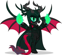 Size: 1280x1131 | Tagged: safe, artist:mlp-trailgrazer, imported from derpibooru, oc, oc only, oc:crimson glow, dracony, dragon, hybrid, pony, bipedal, clothes, cosplay, costume, female, hela, magic, mare, simple background, solo, transparent background