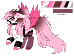 Size: 765x575 | Tagged: safe, artist:inspiredpixels, imported from derpibooru, oc, oc only, pony, adoptable, chest fluff, coat markings, colored hooves, female, floppy ears, mare, ponytail, raised hoof, simple background, solo, spread wings, transparent background, wings