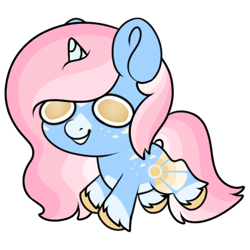 Size: 420x420 | Tagged: safe, artist:cryptidhoax, artist:kryptidkitty, artist:mourningfog, imported from derpibooru, oc, oc only, pony, unicorn, empty eyes, grin, horn, multicolored mane, multicolored tail, no pupils, simple background, smiling, solo, tail, transparent background, unicorn oc, unshorn fetlocks