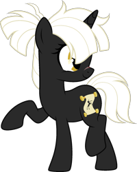 Size: 1489x1865 | Tagged: safe, artist:cryptidhoax, artist:kryptidkitty, artist:mourningfog, imported from derpibooru, oc, oc only, pony, unicorn, looking back, raised hoof, simple background, smiling, solo, transparent background, yellow eyes