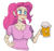 Size: 719x676 | Tagged: safe, artist:exvius, imported from derpibooru, pinkie pie, human, alcohol, beer, beer mug, breasts, busty pinkie pie, clothes, drunk, drunkie pie, go home you're drunk, humanized, intoxicated, shirt, solo, sticking tongue out, t-shirt, tongue out