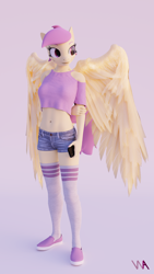 Size: 2160x3840 | Tagged: safe, artist:wintersarts, imported from derpibooru, oc, oc only, oc:violet heart, anthro, pegasus, plantigrade anthro, 3d, 4k, anthro oc, blender, blender cycles, clothes, female, high res, not sfm, pegasus oc, solo, solo female, wings