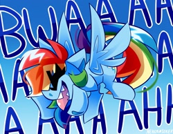 Size: 2833x2200 | Tagged: safe, artist:nekosnicker, imported from derpibooru, rainbow dash, pegasus, pony, eyes closed, high res, laughing, open mouth, sharp teeth, solo, teeth