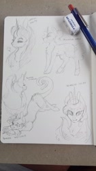 Size: 1836x3264 | Tagged: safe, artist:artfestation, imported from derpibooru, oc, oc only, pony, unicorn, bust, face down ass up, female, horn, lineart, mare, one eye closed, smiling, traditional art, unicorn oc, wink