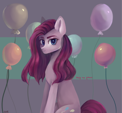 Size: 2601x2400 | Tagged: safe, artist:ske, imported from derpibooru, pinkie pie, earth pony, pony, balloon, high res, pinkamena diane pie, redraw, solo