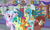 Size: 2064x1242 | Tagged: safe, artist:not-yet-a-brony, imported from derpibooru, gallus, ocellus, sandbar, silverstream, smolder, yona, changedling, changeling, dragon, earth pony, griffon, hippogriff, pony, yak, 2021, back to school, crossed arms, female, friendship, friendship always wins, looking at you, lyrics in the description, male, school of friendship, student six, youtube link in the description