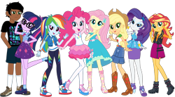 Size: 3293x1818 | Tagged: safe, artist:edy_january, edit, imported from derpibooru, part of a set, vector edit, applejack, fluttershy, pinkie pie, rainbow dash, rarity, sci-twi, sunset shimmer, twilight sparkle, oc, oc:edy january, equestria girls, equestria girls series, clothes, converse, geode of empathy, geode of fauna, geode of shielding, geode of super speed, geode of super strength, geode of telekinesis, group, humane five, humane seven, humane six, magical geodes, official, rarity peplum dress, shoes, vector