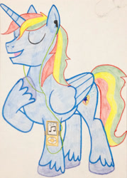 Size: 1280x1788 | Tagged: safe, artist:lachlancarr1996, imported from derpibooru, oc, oc only, pony, earbuds, solo