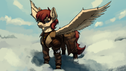 Size: 3840x2160 | Tagged: safe, artist:neither, artist:neitherman83, imported from derpibooru, oc, oc only, oc:rukh, pegasus, pony, fallout equestria, clothes, commission, enclave, grand pegasus enclave, high res, male, military uniform, solo, stallion, uniform