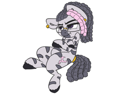 Size: 3300x2550 | Tagged: safe, artist:leadhooves, color edit, edit, editor:datzigga, imported from derpibooru, oc, oc only, oc:dizzy, pony, zebra, arms folded, colored, crossed arms, glasses, grumpy, high res, piercing, solo, zebra oc