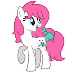 Size: 768x768 | Tagged: safe, artist:evansworld, truly, earth pony, pony, bow, cute, female, g1, g1 to g4, g4, generation leap, mare, open mouth, open smile, raised hoof, raised leg, simple background, smiling, solo, tail bow, transparent background, trulybetes