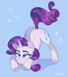 Size: 1825x2048 | Tagged: safe, artist:skysorbett, artist:skysorbett_art, imported from derpibooru, rarity, pony, unicorn, face down ass up, jack-o challenge, jacko challenge, lidded eyes, meme, smiling, solo, sparkles