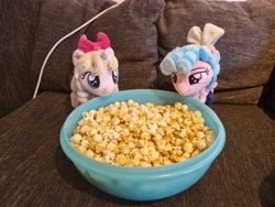 Size: 4032x3024 | Tagged: safe, artist:xeto_de, imported from derpibooru, cozy glow, oc, oc:lily allure, food, irl, photo, plushie, popcorn