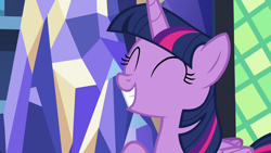 Size: 1280x720 | Tagged: safe, imported from derpibooru, screencap, twilight sparkle, alicorn, pony, once upon a zeppelin, season 7, ^^, cute, eyes closed, female, grin, mare, smiling, solo, twiabetes, twilight sparkle (alicorn), twilight's castle