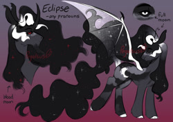 Size: 1280x903 | Tagged: safe, artist:pegalsus, imported from derpibooru, oc, oc only, oc:eclipse, alicorn, bat pony, bat pony alicorn, pony, bat wings, horn, male, solo, stallion, wings