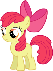 Size: 6000x8111 | Tagged: safe, artist:pilot231, imported from derpibooru, apple bloom, earth pony, pony, apple bloom's bow, bow, confused, female, filly, hair bow, simple background, solo, standing, transparent background, vector