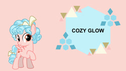 Size: 1280x720 | Tagged: safe, artist:jhayarr23, artist:quoterific, editor:quoterific, imported from derpibooru, cozy glow, pegasus, pony, female, filly, name, solo