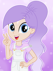 Size: 731x987 | Tagged: safe, artist:cindydreamlight, artist:cindystarlight, imported from derpibooru, oc, oc only, oc:fleur, equestria girls, clothes, female, overalls, shirt, solo