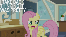 Size: 1280x720 | Tagged: safe, edit, edited screencap, editor:quoterific, imported from derpibooru, screencap, fluttershy, pegasus, pony, a health of information, season 7, female, mare, open mouth, solo