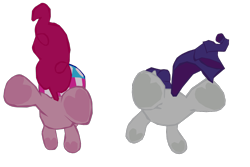 Size: 1280x855 | Tagged: safe, artist:benpictures1, imported from derpibooru, pinkie pie, rarity, earth pony, pony, unicorn, my little pony: the movie, balloonbutt, butt, duo, female, frog (hoof), helmet, inkscape, mare, rearity, simple background, transparent background, underhoof, vector