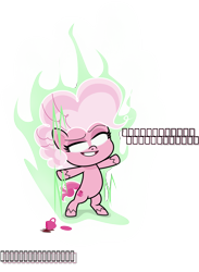 Size: 1172x1604 | Tagged: safe, artist:sollace, derpibooru exclusive, imported from derpibooru, pinkie pie, earth pony, pony, my little pony: pony life, pinkie pie: hyper-helper, bipedal, caption, coffee, dragon ball, dragon ball super, dragon ball z, g4.5, pony life, simple background, smiling, solo, text, transparent background, ultra instinct, ultra instinct pinkie, vector