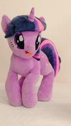 Size: 576x1024 | Tagged: safe, artist:nekokevin, imported from derpibooru, twilight sparkle, pony, unicorn, female, irl, mare, open mouth, photo, plushie, smiling, solo, unicorn twilight