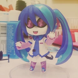 Size: 1080x1080 | Tagged: safe, artist:pastel bubblegum, imported from derpibooru, dj pon-3, vinyl scratch, human, equestria girls, custom figure, customized toy, female, figure, glasses, irl, open mouth, open smile, photo, smiling, solo, toy