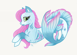 Size: 1280x907 | Tagged: safe, artist:windandwater, imported from derpibooru, oc, oc only, hippocampus, hybrid, merpony, seapony (g4), digital art, dorsal fin, eyelashes, female, fins, fish tail, flowing mane, flowing tail, gills, green eyes, pink mane, simple background, solo, tail, white background